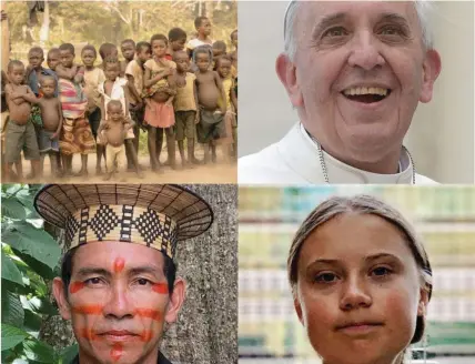  ??  ?? The McGloughli­ns were the directors of animation and visuals for the project which featured the Pope and Greta Thunberg.