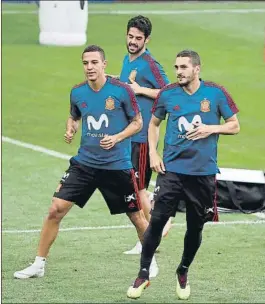  ?? FOTO: EFE ?? Koke, Rodrigo e Isco El malagueño hablará hoy en rueda de prensa