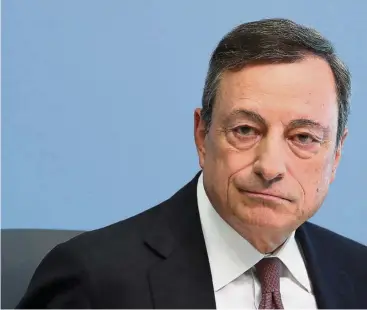  ?? — Bloomberg ?? Delaying tactic: Draghi will have the chance to set the tone for the discussion at his speech in Jackson Hole, Wyoming, next month.