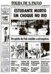  ??  ?? Morte do estudante foi principal destaque da capa da Folha em 29.mar.1968