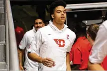  ?? DAVID JABLONSKI / STAFF ?? Dayton freshman forward Frankie Policelli agreed to redshirt this season but was told to prepare to play just in case.