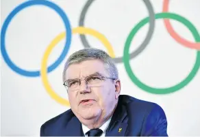  ?? — GETTY IMAGES FILES ?? IOC President Thomas Bach says they’ve set the bar high for Russian entry to avoid post-Olympics doping revelation­s.