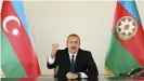  ??  ?? El presidente de Azerbaiyán, Ilham Aliev, prometió defender la integridad de su territorio según dijo en un discurso televisivo