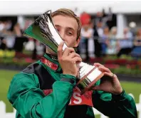  ??  ?? SEALED WITH A KISS thrilled Bentley plans a smacker on his prize after winning Darley July Cup