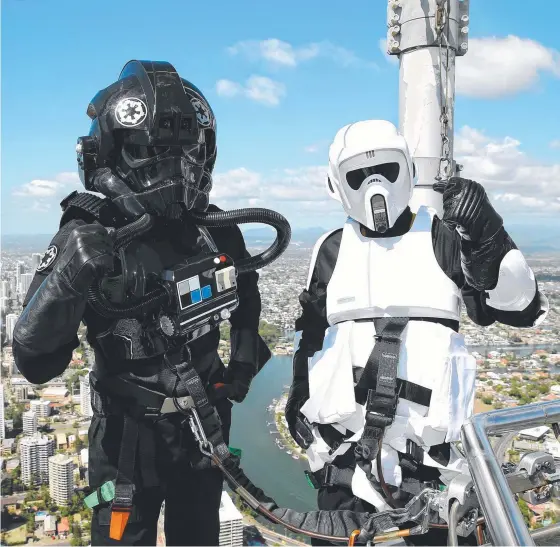  ??  ?? Storm Troopers take over the Q1 ahead of the annual Storm Trooper Weekend at Dreamworld being held at the end of the month. Picture: DAVID CLARK