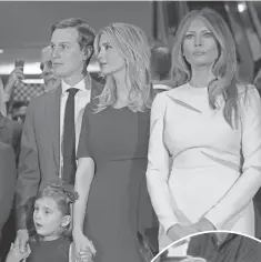  ?? CARUCHA L. MEUSE, THE JOURNAL NEWS ?? Jared Kushner, Ivanka Trump and their daughter, Arabella, appear with Melania Trump at Trump Tower on April 19.