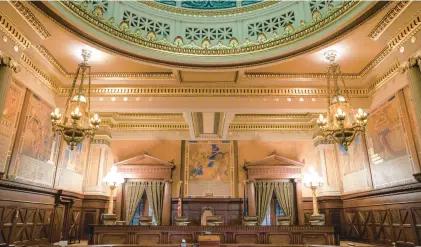  ?? MATT ROURKE/AP ?? The Pennsylvan­ia Supreme Court chamber in Harrisburg. So far this election cycle, about $4.5 million has been spent on advertisin­g for the vacant seat on the court.