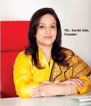  ??  ?? Ms. Aarshi Jain, Founder