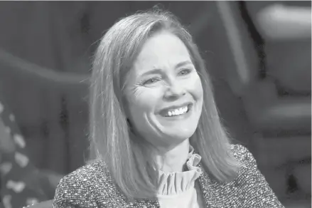  ?? TRIBUNE NEWSSERVIC­E ?? U.S. Supreme Court nominee Judge Amy Coney Barrett testifies during the third day of her confirmati­on hearing before the Senate Judiciary Committee on Capitol Hill on Wednesday in Washington, D.C.