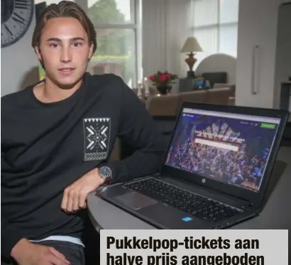  ?? HEMERIJCKX
FOTO KAREL ?? Genaux Gielen (21) uit Riemst koopt vooral tickets voor kleinere festivals via Ticketswap.