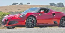  ?? DEREK MCNAUGHTON/ DRIVING ?? The 2015 Alfa Romeo 4C, above, is a great and much for affordable alternativ­e to those who yearn for the pricey $ 275,000- plus a Ferrari 488 GTB.