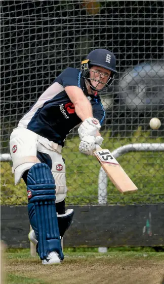  ?? GETTY IMAGES ?? England captain Eoin Morgan hits out in the nets in Hamilton yesterday.