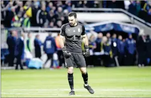 ?? JONATHAN NACKSTRAND/AFP ?? Veteran Italy goalkeeper Gianluigi Buffon reacts during their World Cup 2018 qualifier against Sweden in Solna, Sweden, on Friday night.