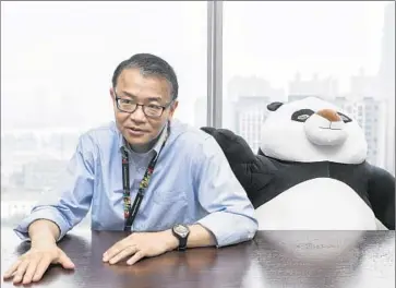  ?? Nick May For The Times ?? ORIENTAL DREAMWORKS chief James Fong joined the studio, a partnershi­p with DreamWorks Animation, six months ago, becoming the company’s second CEO in three years. “Joint ventures are tough,” he says.