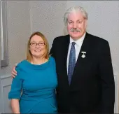  ??  ?? Leinster LGFA President elect Triona Murray with outgoing President Dominic Leech in Newtown.