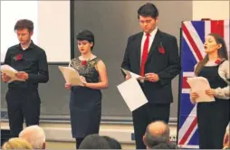  ??  ?? Canterbury College students read First World War poetry at the concert evening