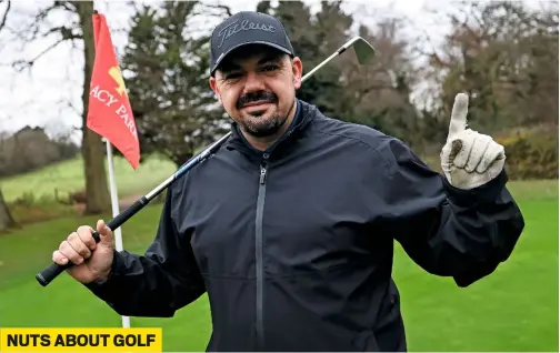  ?? ?? Above Watts celebrates his 11th hole-in-one at Tracy Park Golf Club.