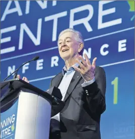  ?? CP PhOTO ?? Preston Manning speaks at the opening of the Manning Centre conference Friday in Ottawa.