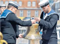 ??  ?? The bell of HMS Hood was restored and unveiled on the 75th anniversar­y of the sinking