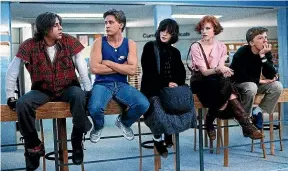  ??  ?? A number of scenes from The Breakfast Club don’t sit well with Molly Ringwald, second from right, 30 years on.