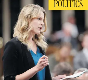  ?? ADRIAN WYLD / THE CANADIAN PRESS FILES ?? The nomination of Conservati­ve MP Rachael Harder, above, to chair the House status of women committee was voted down Tuesday due to her pro-life beliefs on abortion. Fellow Tory Karen Vecchio will fill the post under protest.