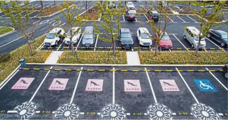  ??  ?? Helpful or offensive?: Some of the women-only parking bays in Zhejiang province. — China Daily/Asia News Network