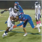  ?? COURTESY TOM FEARNEY ?? Senior Zyon Hymes carries the ball for Hartford Public Friday night in a 26-0 win over Tolland.