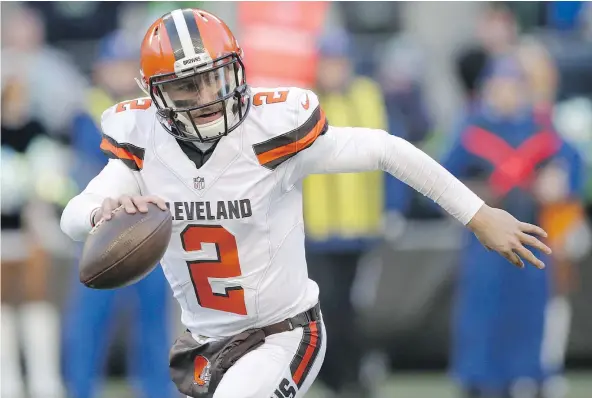  ?? — THE ASSOCIATED PRESS FILES ?? The Saskatchew­an Roughrider­s insist they have not worked out former Cleveland Browns quarterbac­k Johnny Manziel, which would violate CFL rules because he is on the Hamilton Tiger-Cats’ negotiatio­n list. Manziel played two rocky seasons in the NFL.