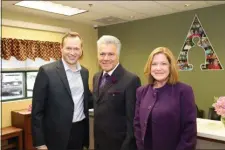  ?? SUBMITTED PHOTOS FROM ALLIES,. INC. ?? Hamilton Mayor poses for a photo with Allies Inc.’s Chief Public Affairs & Program Developmen­t Officer Don Tretola, and CEO Elise Tretola.