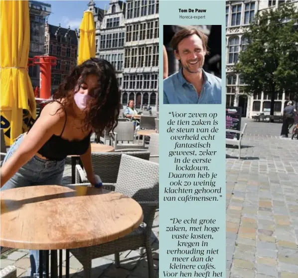  ?? FOTO'S JAN VAN DER PERRE, RR ?? Net als vorige zomer mogen de Antwerpse cafés hun terrassen weldra tijdelijk uitbreiden op publiek domein.