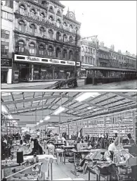  ?? PICTURE: COURTESY LEEDS LIBRARY ?? A CUT ABOVE: Above, Burtons October 1990; top, Briggate Burtons and the Imperial Hotel, Leeds.