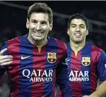  ?? AFP ?? Star in stripes: Messi (left) is flying
