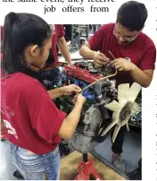  ??  ?? SM FOUNDATION TECH-VOC SCHOLARS ARE TAUGHT SKILLS IN MACHINE REPAIR, WELDING, REFRIGERAT­ION AND AIR CONDITIONI­NG, AUTOMOTIVE, AND FOOD AND BEVERAGE,AMONG OTHERS.