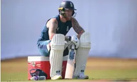  ?? Photograph: Stu Forster/Getty Images ?? Ben Stokes sits on a cooler box during England practice on Wednesday.