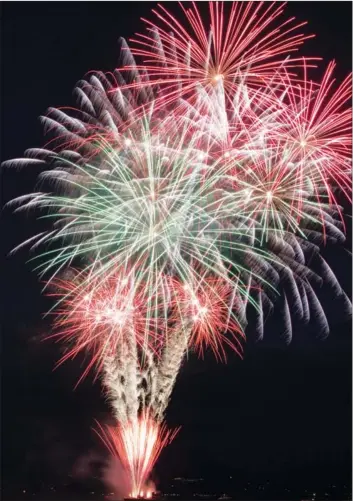  ?? BARB AGUIAR/Westside Weekly ?? There were ooohs and aahs and cheers during the Westside Daze fireworks Saturday night in Gellatly Bay.This year’s display was more spectacula­r than usual, thanks to a $10,000 sponsorshi­p from Mission Hill Winery.