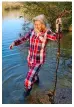  ?? ?? Angela Harvey the Tartan-clad PJ warrior took to walking on water in her quest for glory!