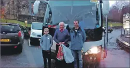  ??  ?? Ruaraidh Rankin with Angus Douglas and Duncan MacDougall after Mr Douglas’s final school run.