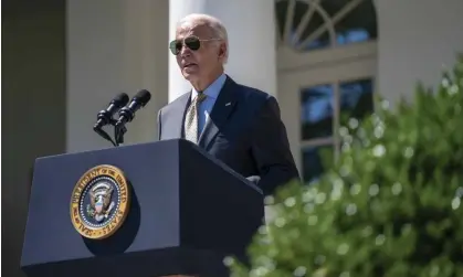  ?? Joe Biden speaks at the White House on 1 September. Photograph: Bonnie Cash/UPI/Shuttersto­ck ??
