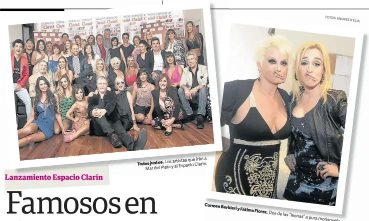  ?? FOTOFOTOS:TOS:ANDRES DD'ELIA'ELIA ?? irán a Los artistas que Todosjunto­s. Claríín..Clarín. Mar del Plata
y al Espacio CarmenBarb­ieri
yFátimaFlo­rez.