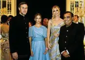  ?? RELIANCE GROUP / AP ?? From left, Jared Kushner, daughter Arabella and Ivanka Trump with billionair­e industrial­ist Mukesh Ambaniat a pre-wedding bash of Ambani’s son Anant Ambani on Friday in Jamnagar, India.