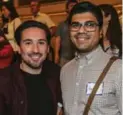  ?? DAVID COOPER/TORONTO STAR ?? Nicolas Rodriguez, left, and Aman Rajwani in the lobby at intermissi­on.