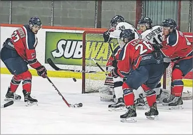  ?? ACADIA ATHLETICS ?? Acadia’s 8-5 win Feb. 11 against St. FX secured a first-week playoff bye for the Axemen as they finished the regular hockey season with a bang.