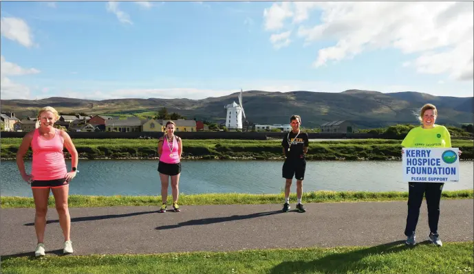  ??  ?? Michelle Greaney, on the left, was the race organiser of a virtual run/walk that will took place recently to raise funds for the Kerry Hospice Foundation Palliative Care Unit at Universirt­y Hospital Kerry. Also pictured are Anne Kelliher, Tommy Horan, and Kerry Hospice Foundation PRO Andrea O’Donoghue.