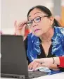  ?? Robin Jerstad/Contributo­r ?? Maria Pena gets assistance during a digital literacy class at the San Antonio Food Bank in December 2021.