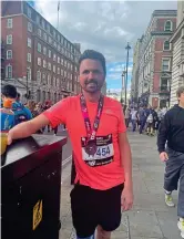  ?? PAUL SCOTT. ?? Running in memory of absent friends while trying to raise awareness, Paul completed his fifth London Marathon on October 2 2022.