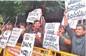  ??  ?? The ongoing Cauvery protests peaked on Thursday against the backdrop of Prime Minister Narendra Modi’s visit to Chennai. Slogans like ‘Go back Modi’ rent the air in parts of South Chennai.