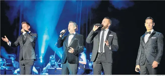  ?? GERMÁN MESA ?? Il Divo junto a Steven Labrie en el homenaje a Carlos Marín, en el escenario de Concert Music Festival (Chiclana)