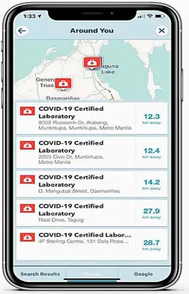  ??  ?? WAZE added COVID-19 Reference Laboratori­es to its map.