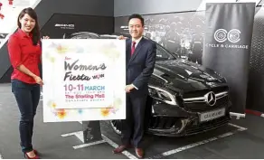  ??  ?? Star Media Group Berhad events business assistant general manager Corinne Chieng and Cycle & Carriage Bintang Berhad chief executive officer Wilfrid Foo Tsu-Jin marking the company as the official car partner of the Star Women’s Fiesta.