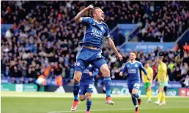  ?? Photograph: Plumb Images/Leicester City FC/Getty Images ?? Jamie Vardy’s stoppage-time strike confirmed a much-needed win for Leicester City.